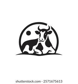 label, black, mammal, steak, bull, silhouette, cattle, milk, emblem, farm, symbol, landscape, farmer, agriculture, field, market, natural, livestock, butcher, dairy, meat, abstract, ox, graphic,