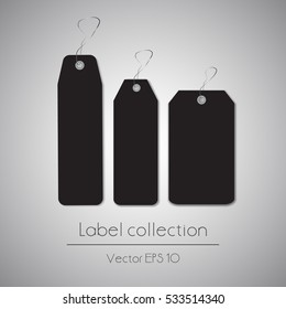 Label black set hanging tag collection illustration on gray background