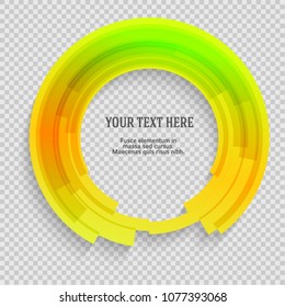 Label blank template, transparent background and Blurry yellow green gradient with lines circle ring. Vector illustration EPS 10. Modern design layout title page for new product newsletters, banner