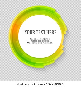 Label blank template, transparent background and Blurry yellow green gradient with lines circle ring. Vector illustration EPS 10. Modern design layout title page for new product newsletters, banner