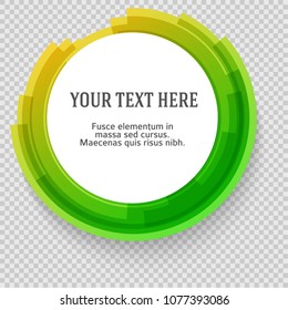 Label blank template, transparent background and Blurry yellow green gradient with lines circle ring. Vector illustration EPS 10. Modern design layout title page for new product newsletters, banner