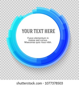 Label blank template, white background and Blurry blue gradient with lines circle ring. Vector illustration EPS 10. Modern design editable layout title page for new product newsletters, web banners