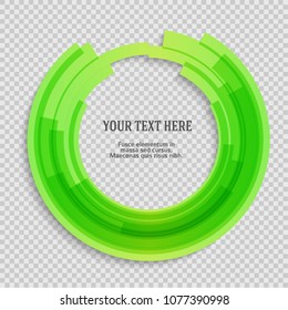 Label blank template, white background and Blurry green gradient with lines circle ring. Vector illustration EPS 10. Modern design editable layout title page for new product newsletters, web banners