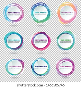 Label blank template, white background and Blurry gradient with lines circle ring. Vector illustration EPS 10. Modern design editable layout title page for new product newsletters, web banners