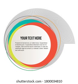 Label blank template, white background and Blurry gradient with lines circle ring. Vector illustration EPS 10. Modern design editable layout title page for new product newsletters, web banners