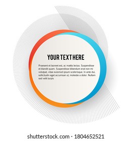 Label blank template, white background and Blurry gradient with lines circle ring. Vector illustration EPS 10. Modern design editable layout title page for new product newsletters, web banners