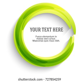 Label blank template, white background and Blurry green gradient with lines circle ring. Vector illustration EPS 10. Modern design editable layout title page for new product newsletters, web banners