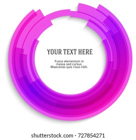 Label blank template, white background and Blurry gradient with purple lines circle ring. Vector illustration EPS 10. Modern design editable layout title page for new product newsletters, web banners