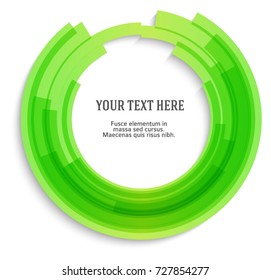 Label blank template, white background and Blurry green gradient with lines circle ring. Vector illustration EPS 10. Modern design editable layout title page for new product newsletters, web banners