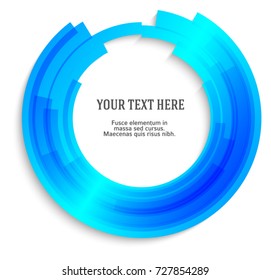 Label blank template, white background and Blurry blue gradient with lines circle ring. Vector illustration EPS 10. Modern design editable layout title page for new product newsletters, web banners