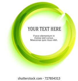 Label blank template, white background and Blurry green gradient with lines circle ring. Vector illustration EPS 10. Modern design editable layout title page for new product newsletters, web banners