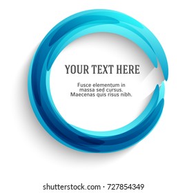 Label blank template, white background and Blurry blue gradient with lines circle ring. Vector illustration EPS 10. Modern design editable layout title page for new product newsletters, web banners