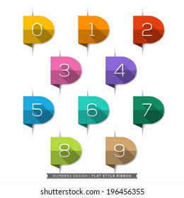 Label bookmark with Number long shadow Flat Icons Set