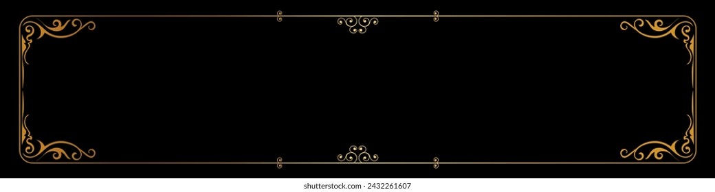 label border Vintage Thai pattern frame gold black background