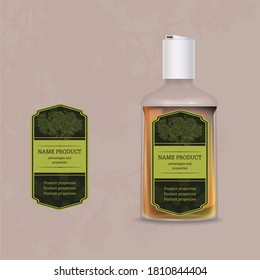 etiqueta para botellas con líquido de color oscuro