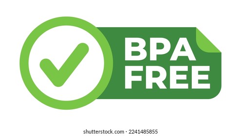 Label Bpa free checklist in flat vector illustration for logo, icon, badge. BPA bisphenol A for non toxic plastic product