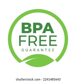 Label Bpa free guarantee in round flat vector illustration for logo, icon, badge. BPA bisphenol A for non toxic plastic product