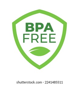 Label Bpa free in shield flat vector illustration for logo, icon, badge. BPA bisphenol A for non toxic plastic product