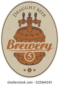 label for the brewery with a beer barrel