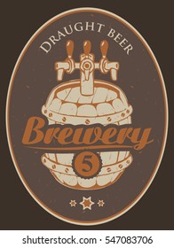 label for the brewery with a beer barrel