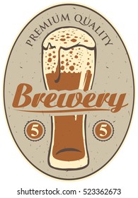 label for the brewery with a beer glass
