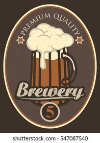 label for the brewery with a beer glass