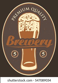 label for the brewery with a beer glass of beer