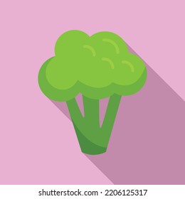 Label brocoli icon flat vector. Vegetable broccoli. Plant salad