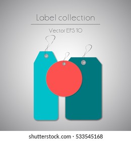 Label bunch blue and red hanging tag collection illustration on gray background