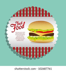 label burger on a blue background, vector illustration