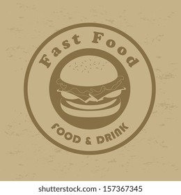 label burger over beige background vector illustration