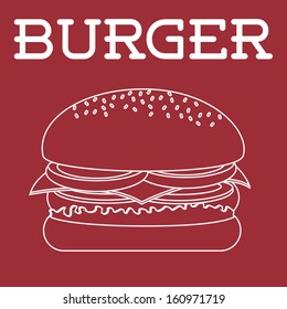 label burger over red background vector illustration