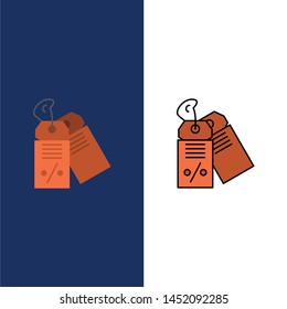 Label, Business, Discount, Sale  Icons. Flat and Line Filled Icon Set Vector Blue Background