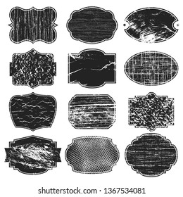 Label Buttons and Frames. Grunge Design. Icon Art Vector. Old Style Frames.