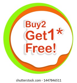 Label of buy two get one free.