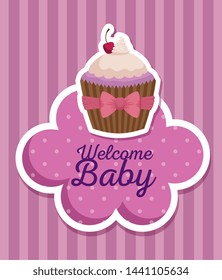 label of cake with cherry and ribbon bow decoration