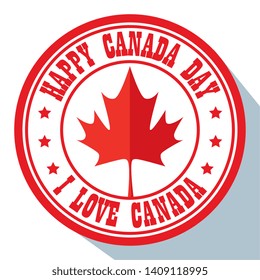 label of canada day celebration with leaf