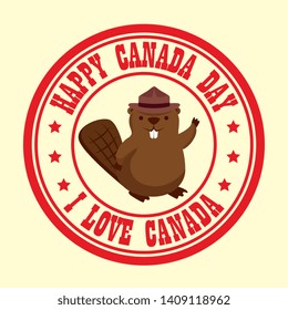 label of canada holiday with beaver and message