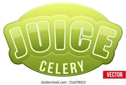 Label for celery juice. Bright premium quality design. Editable Vector Illustration isolated on white background.