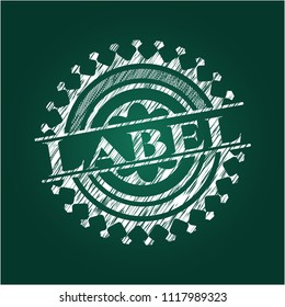 Label chalk emblem written on a blackboard