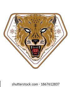Label with a cheetah head in vintage style