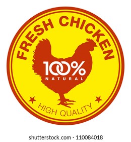 Label with a chicken silhouette