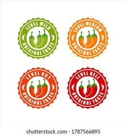 Label Chili Peppers Level Vector Design Logo Collection