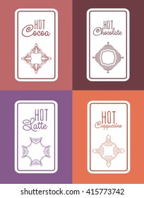 label for chocolate, latte, cappuccino, cocoa packaging. Linear vector logo
