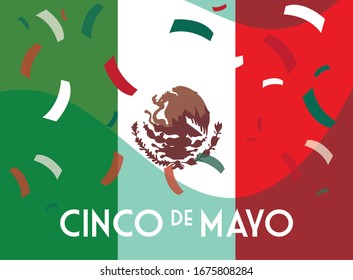 label cinco de mayo with mexican flag vector illustration design