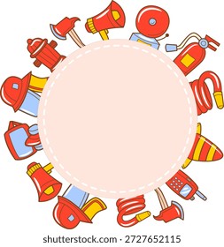 Feuerwehrgerätetext mit Beschriftungskreismuster