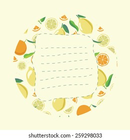 label with citrus pattern and place for an inscription