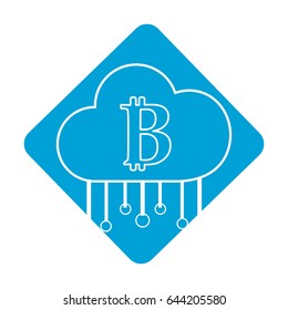 label cloud data center with bicoin symbol
