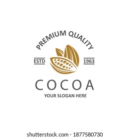 label of cocoa beans isolated on white background