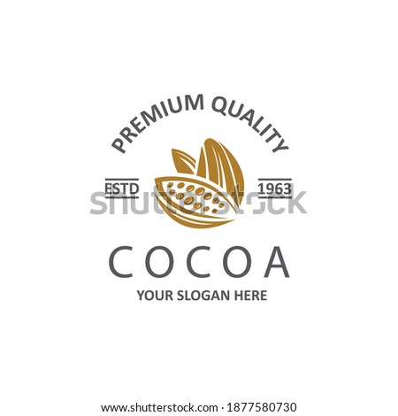 label of cocoa beans isolated on white background